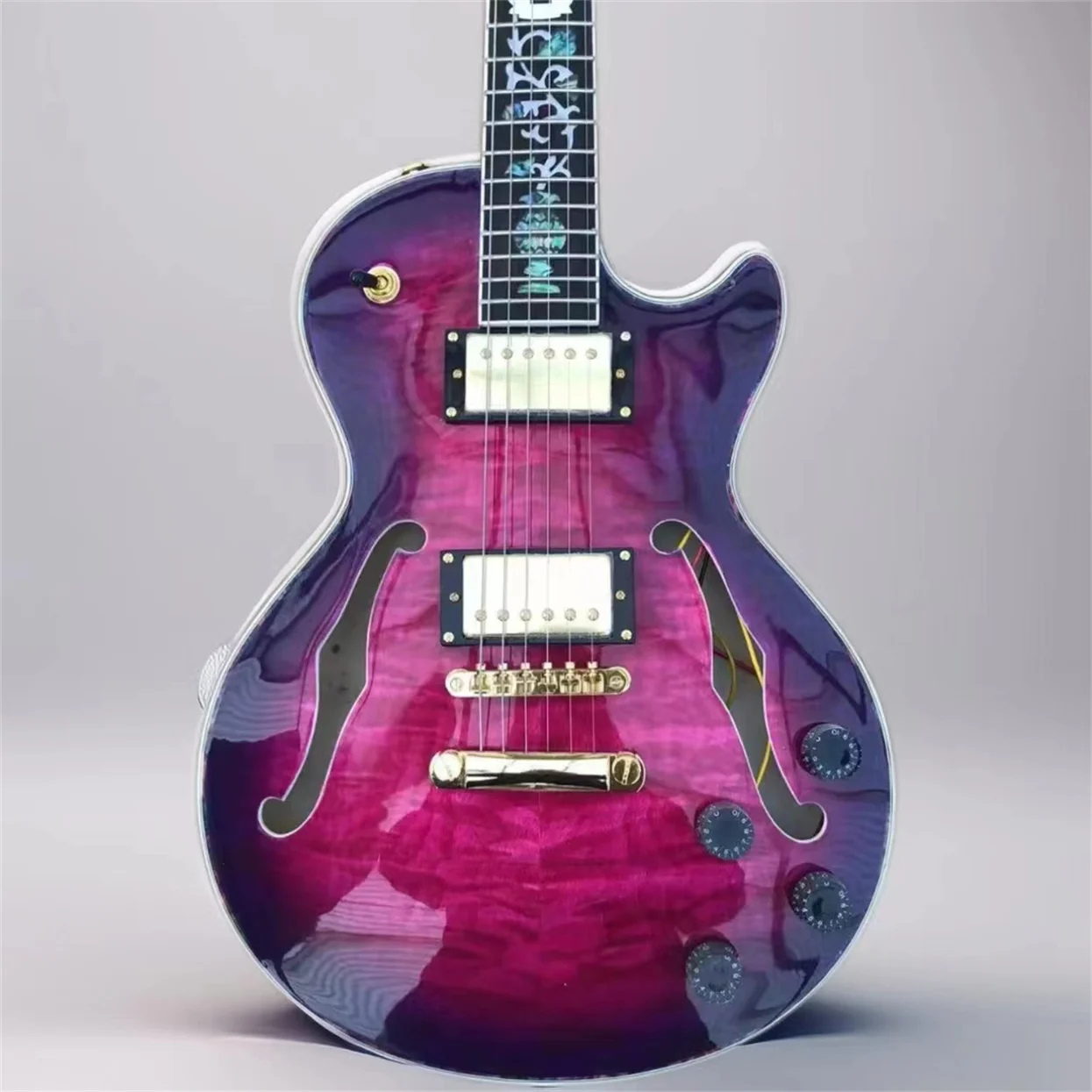 

6 Stings Semi Hollow Body Electric Guitar Finish Gloss Purple Free Delivery