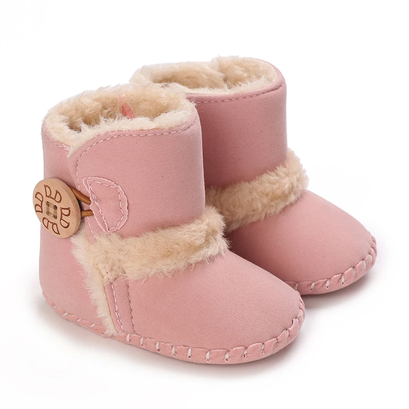Sweet pink autumn and Winter Plush and Warm Baby Girl Cotton Shoes 0-18 Months Baby Walking Shoes 4