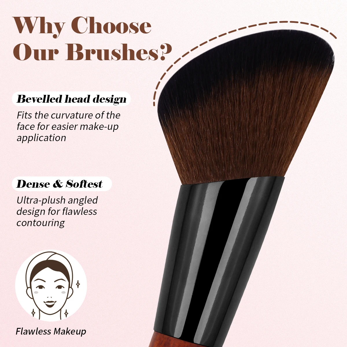 Soft Synthetic Fiber Double Ended Makeup Brush for Liquid Cream Cosmetics