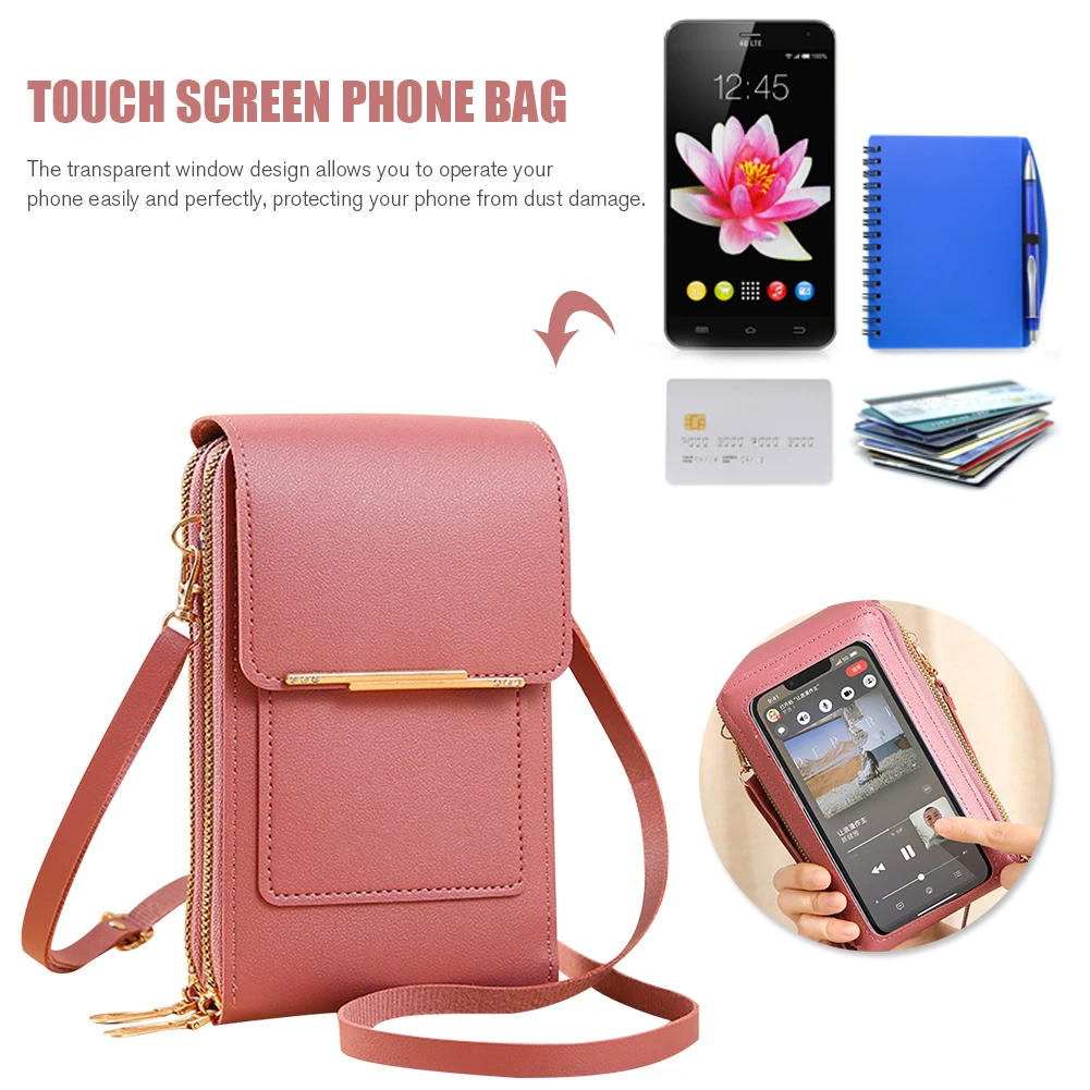 BROMEN Small Cell Phone Purse Crossbody Bags for Women Leather Wallet with  Credit Card Holder