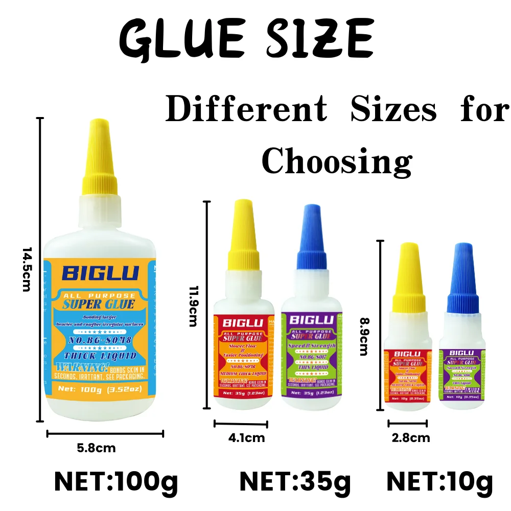 General Purpose Thin Medium Thick Liquid Super Glue Premium CA Adhesive Quick-Bonding for PVC Wood Metal Plastic and More 2