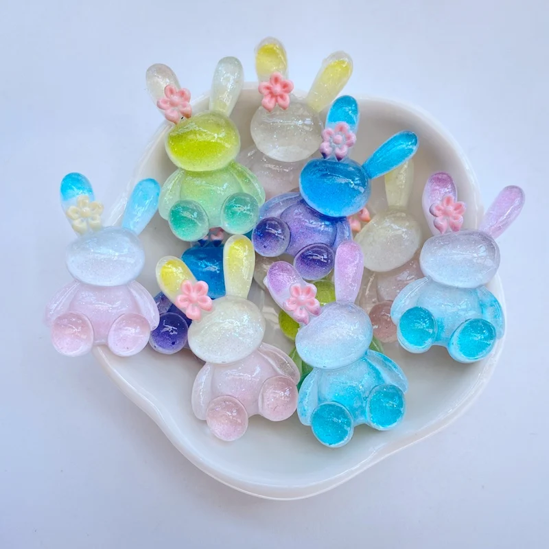 10Pcs New Mini Cute 21-22mm Cartoon Animals Series Flat Back Resin