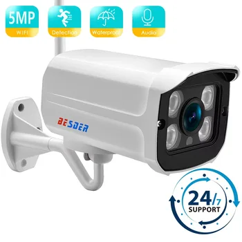 BESDER 5MP Audio IP Camera Wifi Wireless AI Human Detect iCSee 1080P CCTV Bullet Outdoor Surveillance Camera With SD Card Slot 1