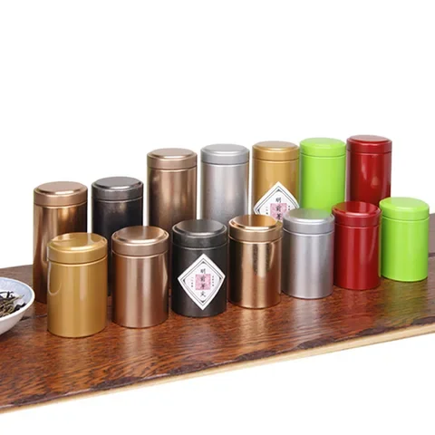 

Mini Tin Storage Box, Round Sealed Jar, Cans for Coffee Tea, Caddy Tea Iron Box, Tinplate Storage Container for Gift, Home Decor