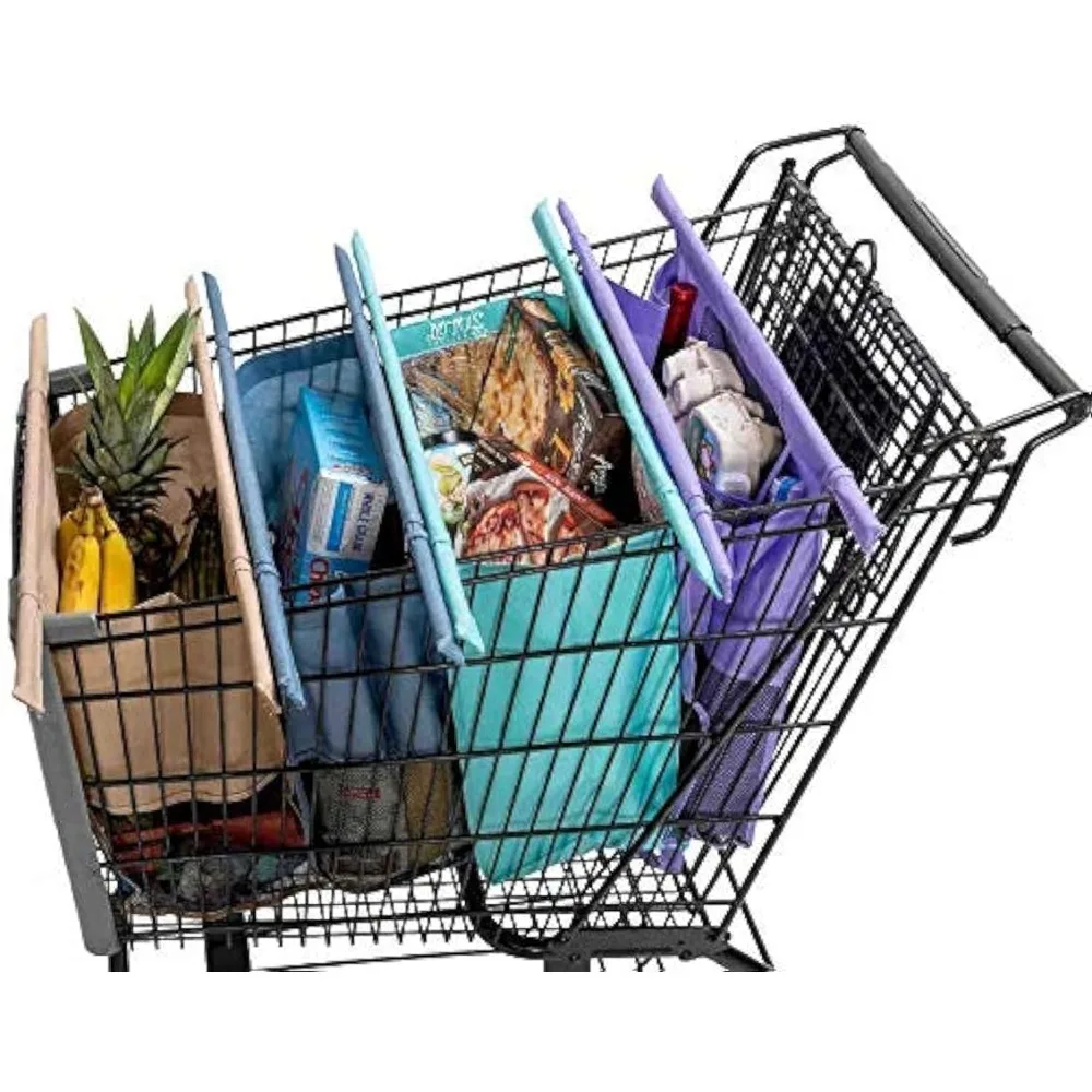 Lotus Trolley Bag Reusable Shopping Bags (Set of 4), Grocery