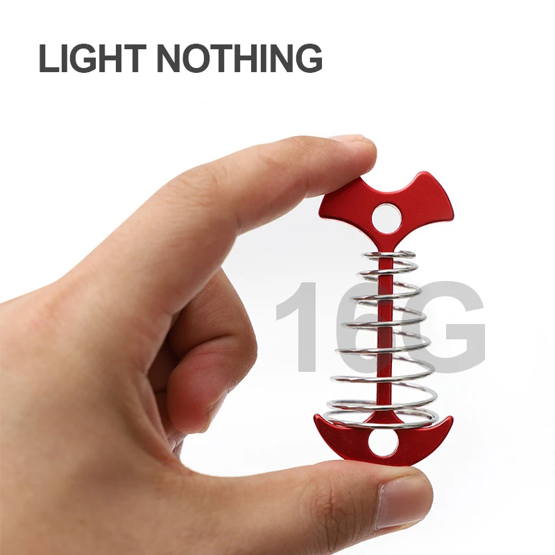 Tent Pegs Camping Tent Accessories Tent Hooks 5/10PCS Spring Fishbone Deck Pegs Tent Stakes Awning Anchor Wind Rope Buckle with Carabiner Deck Fixed Nails
