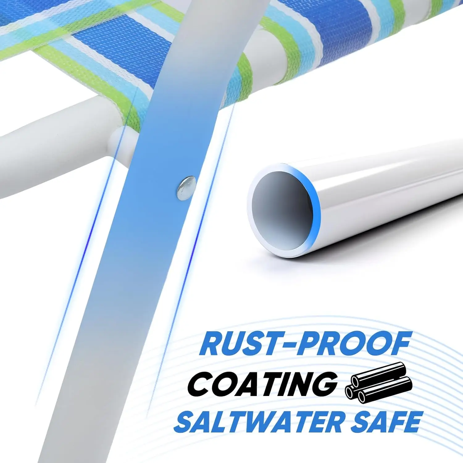 Camping Chair, Beach Chair for Adults with Highback, Folding Lawn Chair with Webbed Airflow Mesh, Patio Chair with Rust-Proof