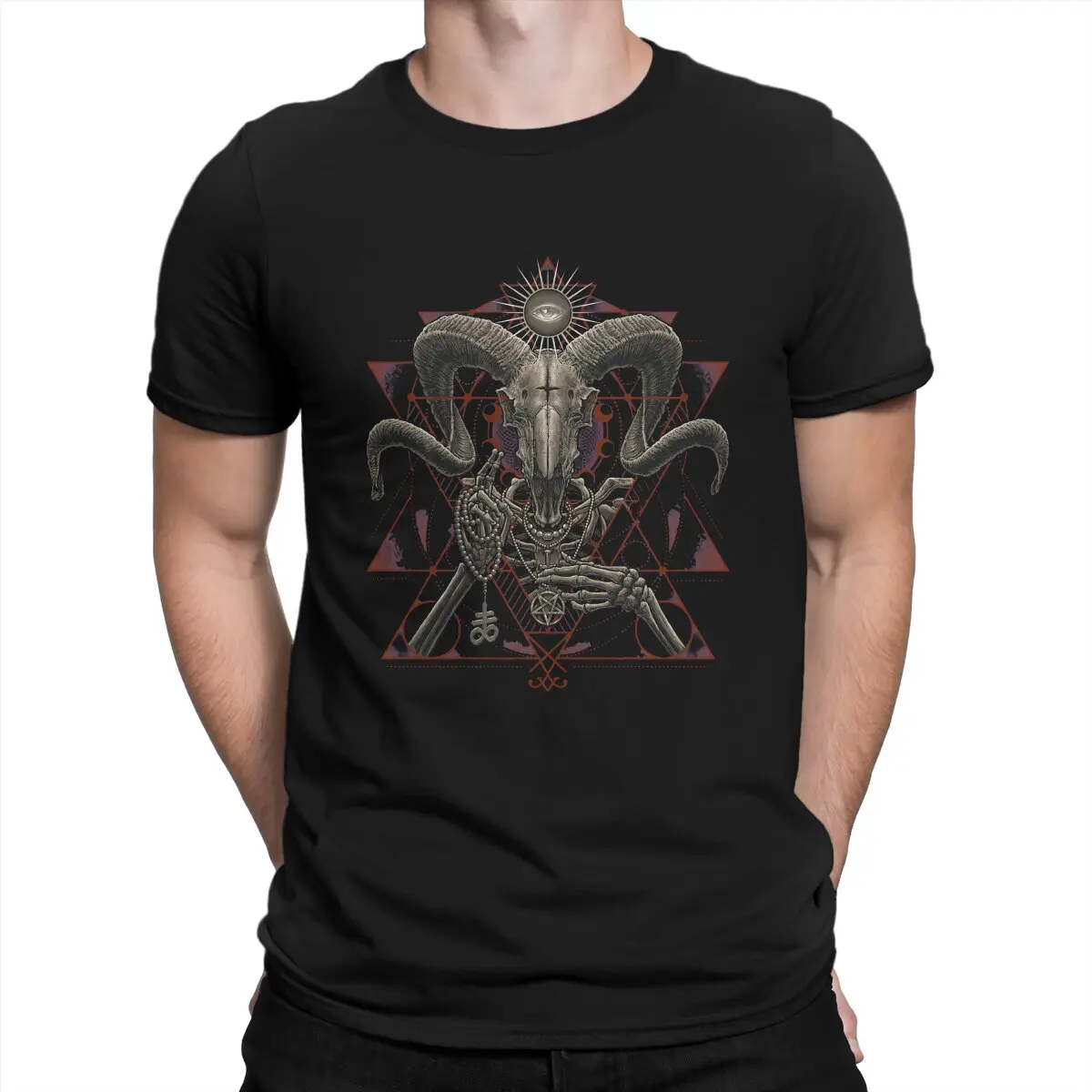 

Baphomet Art Man TShirt Dark 666 Satanic Goat Classic Distinctive T Shirt Graphic Streetwear Hipster