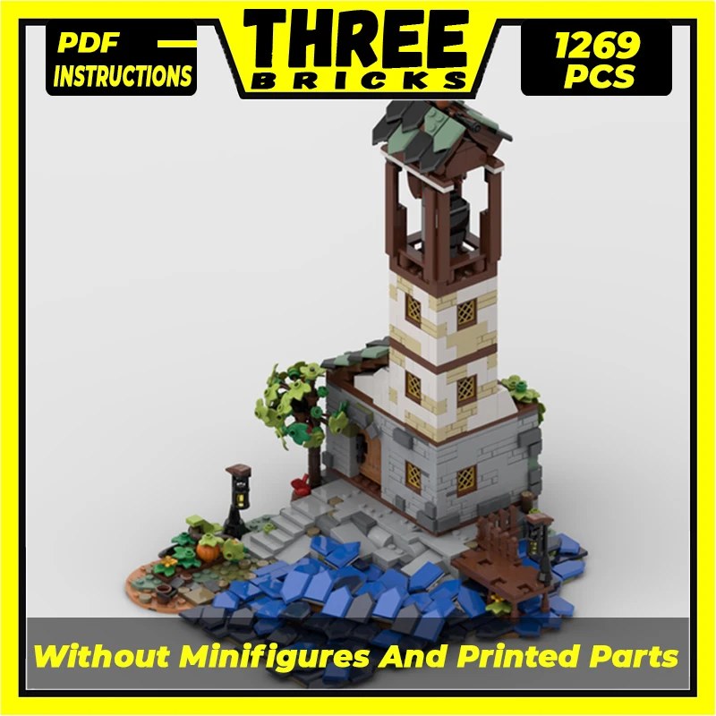 

Moc Building Blocks Modular Street View Coastal Lighthouse Technical Bricks DIY Assembly Construction Toys For Kids Holiday Gift