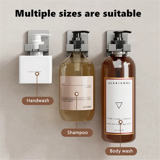 Állítható Sampon Palack Tartó Falra Szerelt Ingyenes Lyukasztó Univerzális Tusfürdő -Palack Állvány Kézi Szappan Adagoló - Image 2