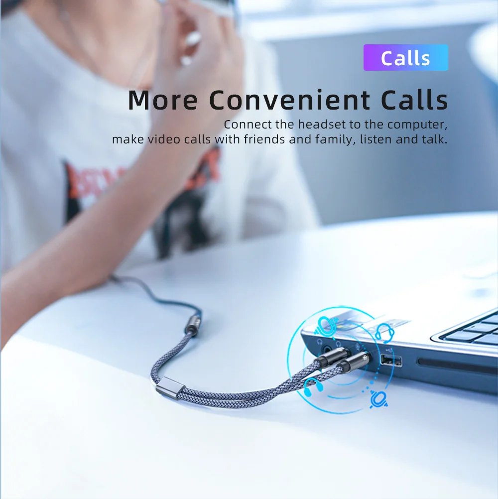 Essager Headphone Audio Splitter 3.5mm Female to 2 3.5 mm Jack Male Aux Cable For Computer Speaker Mic Y Splitter to PC Adapter