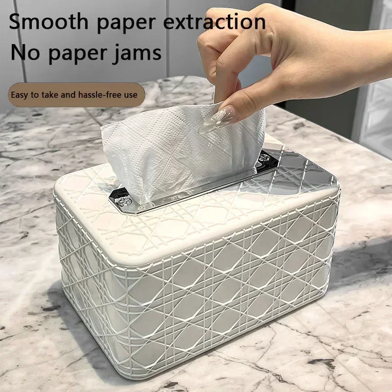 Rattan Pattern Tissue Box Living Room Desktop Tissue Car Toilet tissue box tissue dispenser napkin holder