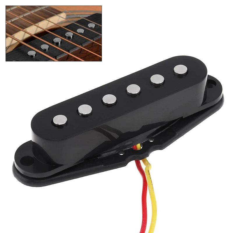 

Black Single Coil Sound Pickup for 6 Strings Guitar With connecting wire at dual ends strong magnification function