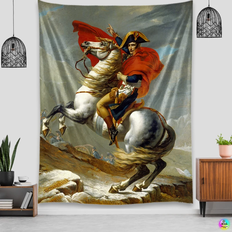 HD Napoleon oil painting Tapestry Bohemian Aesthetic Wall Hanging French famous painting Tapestries Bedroom Boho Home Decor tapestry decor