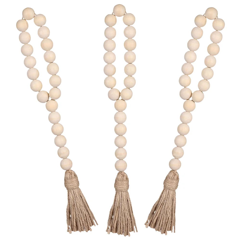 

6 Pcs Flower Garland Pastoral Wooden Beads Tassel String Beaded Hanging Decor Rope Tiered Tray