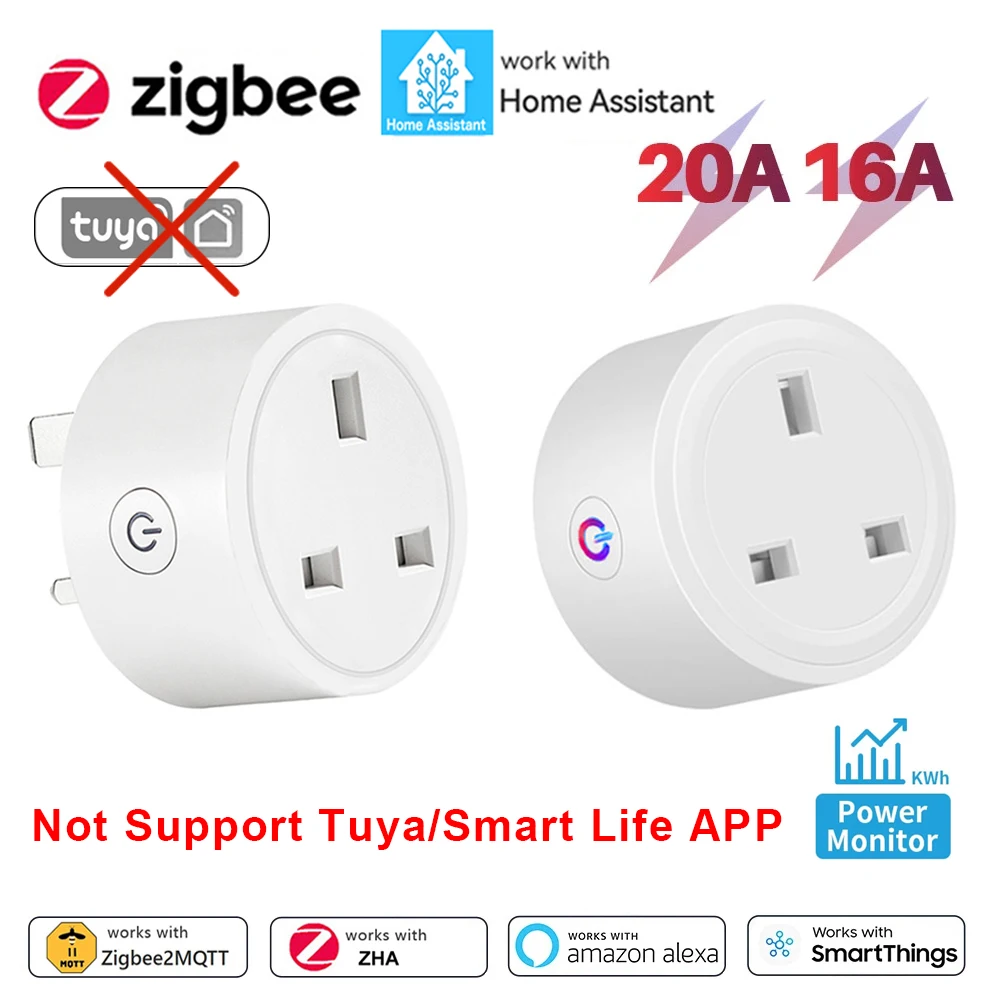 สําหรับ Home Assistant Zigbee สมาร์ทซ็อกเก็ต UK Plug Smart Home Automation พร้อม Power Monitor Smart Outlet รองรับ Alexa Zigbee2MQTT 1