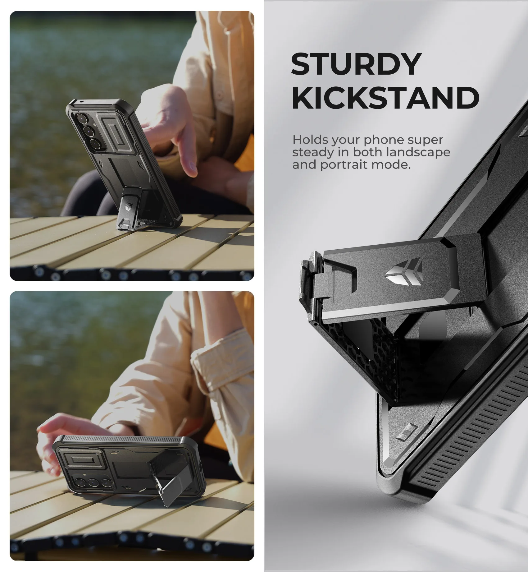 Dexnor Full Body Rugged Case with Camera Cover, Built-in Screen Protector, and Kickstand