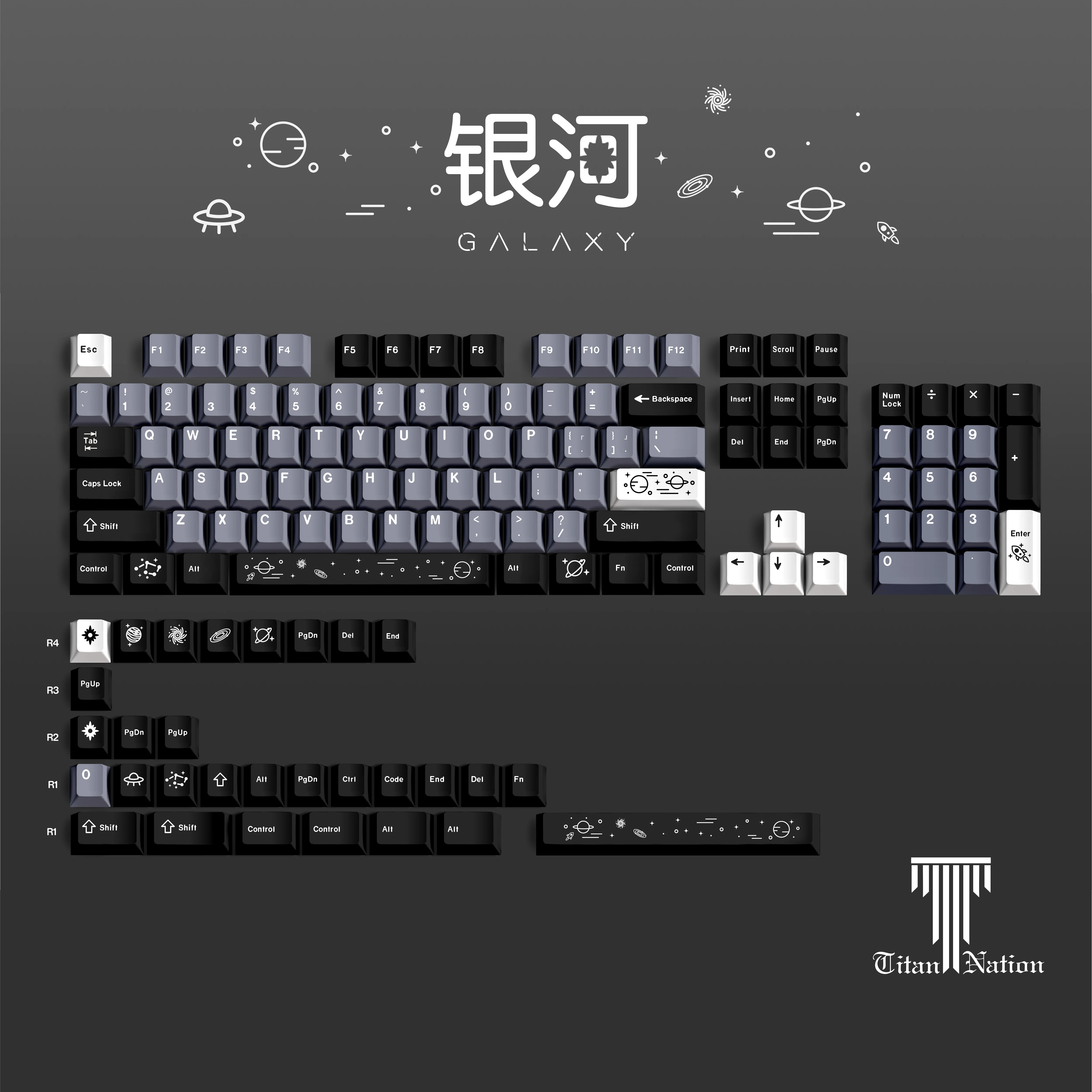Gmk Galaxy Keycaps Personalidade Tema Pbt Keycap Dye Sublimation Conjunto para Teclado Mecânico 6.25u 7u Perfil Cereja 134 Chaves - Imagem 5