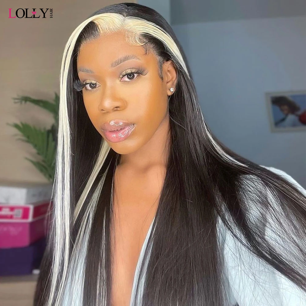Lolly Straight Lace Front Wig Skunk Stripe Human Hair Wig 1b/613 Blonde  Lace Front Wig Colored Human Hair Wigs For Women Remy - Lace Wigs -  AliExpress