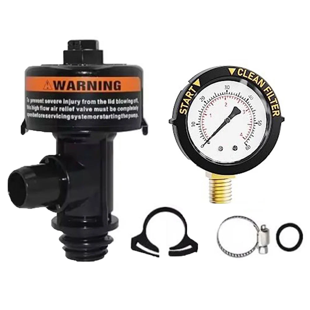 

Complete Replacement Kit with Manual Air Relief Valve for Pool Spa Filter and Pressure Gauge Easy Installation