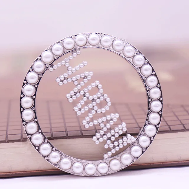 Circle Design Imitation Pearl Sparking Crystal Letters Jack And Jill Pin  Member Family Group JJ Brooch Accessory - AliExpress