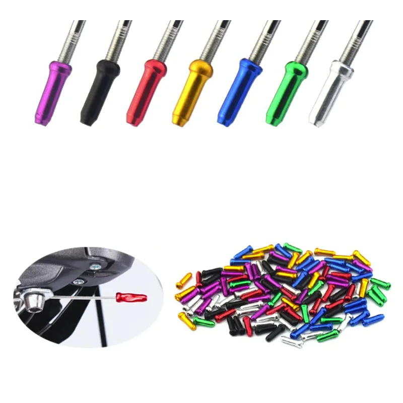 Bicycle Cable End Caps Aluminum Alloy Brake Shifter Inner Cable Tips Crimps Bike Derailleur Shift Wire Ferrules 50 Pcs