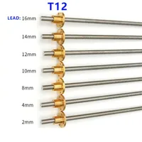 304 สแตนเลส T12 สกรูตะกั่ว 12 มม.2 มม.4 มม.8 มม.10 มม.12 มม.14 มม.ความยาว 50 มม.ถึง 1000 มม.พร้อมอ่อนนุช CNC 3D เครื่องพิมพ์ 5