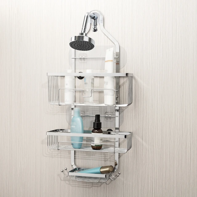 Hanging Shower Caddy Over Door Rust Proof Bathroom Tub Basket Shelf With 4  Hook With Suction Cup - Bathroom Shelves - AliExpress