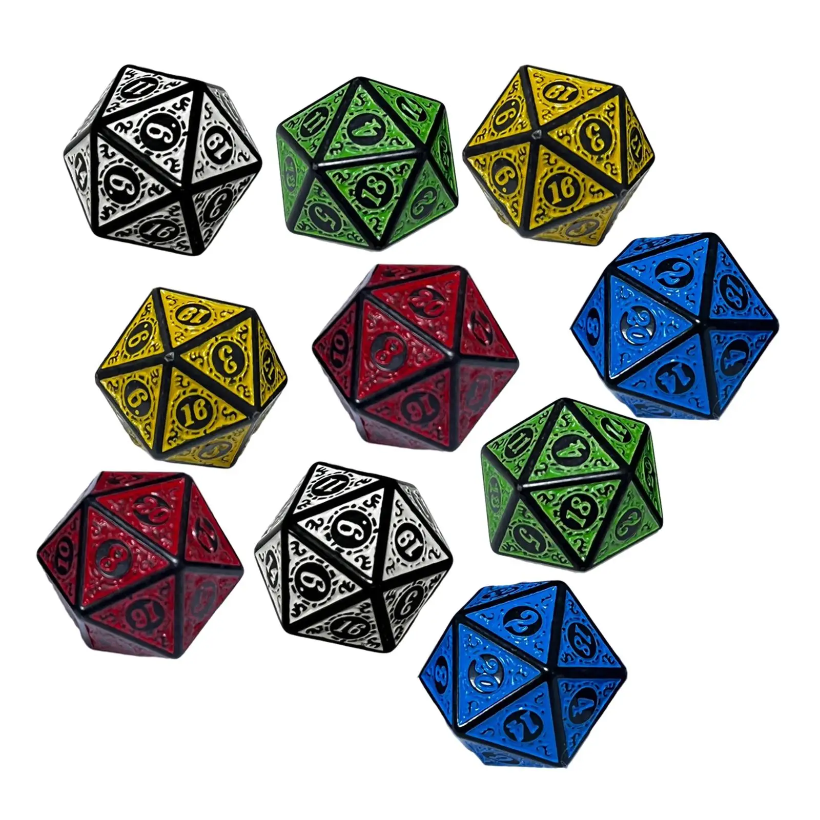 10Pcs Astrology Signs Dice Multi Sided Dices Crafts 20 Sided for Table Games