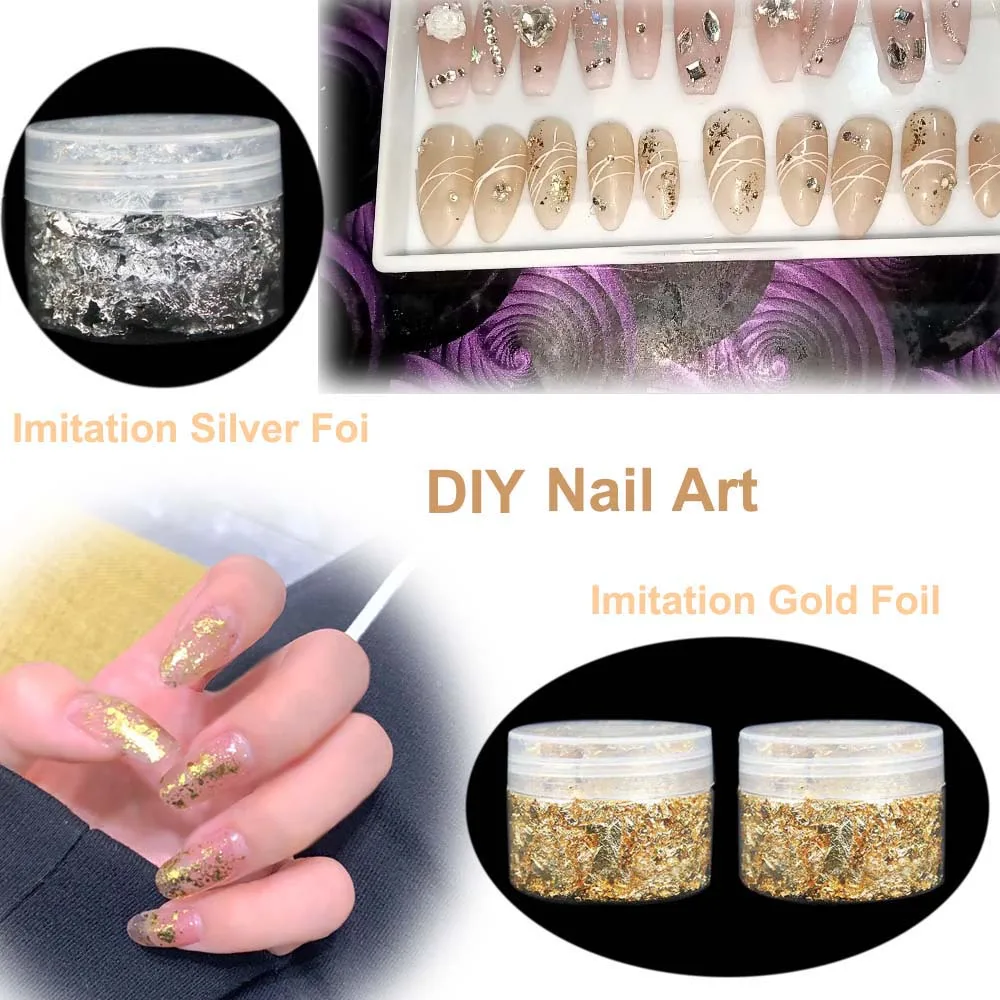 Imitation Gold  Silver Foil Paper - 100pcs DIY Craft Sheets for Resin Candle Plaster Nail Art Home Decoration