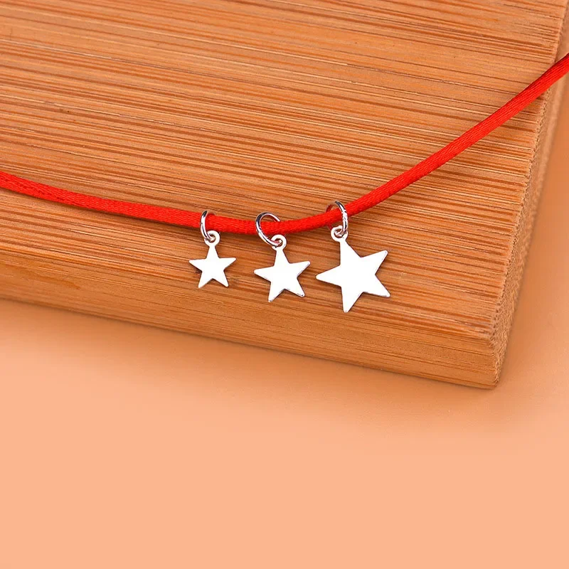 5Pcs Real 925 Sterling Silver Mini Star Charm Pendant
