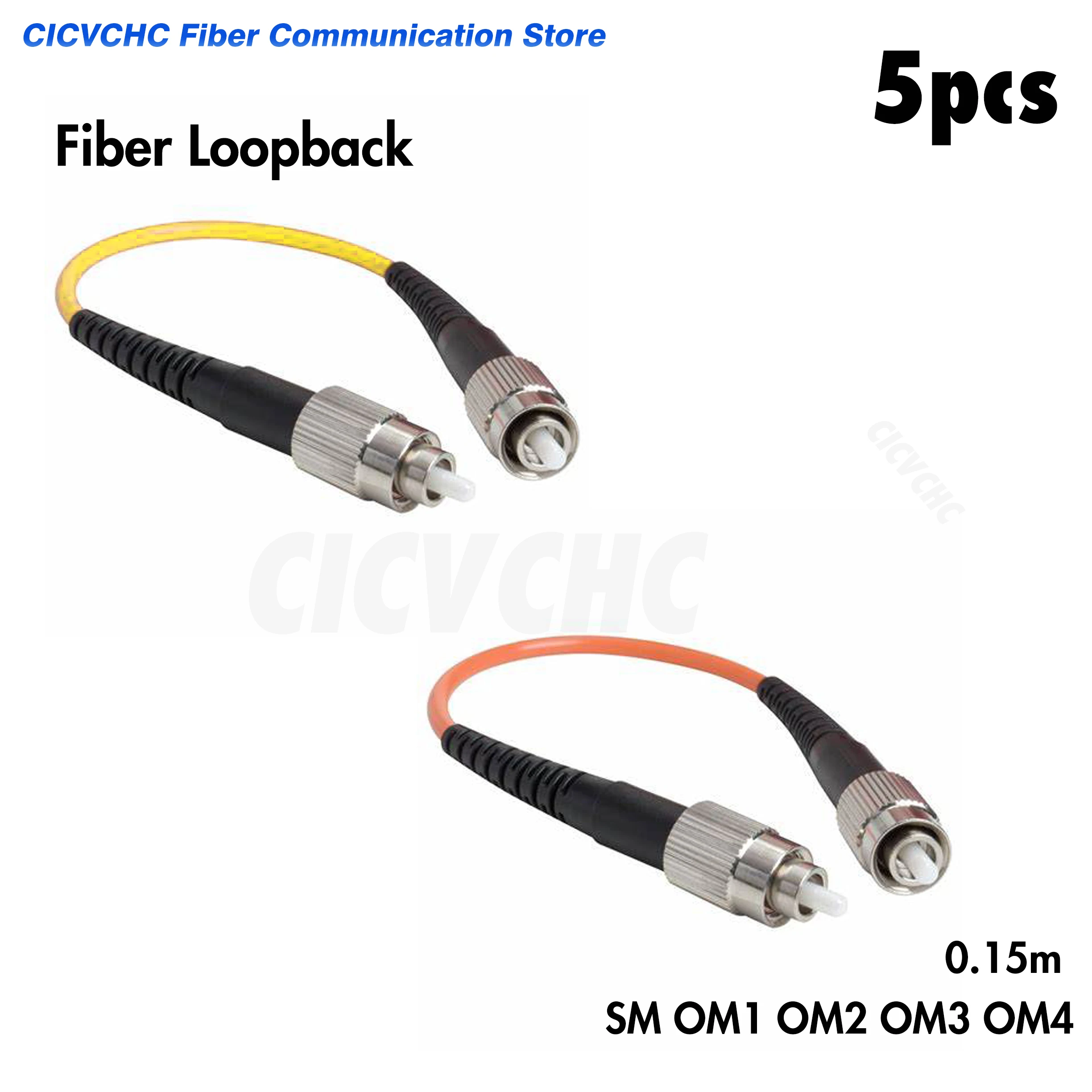 5 Pezzi Fc Loopback Con Cavo Da 2.0Mm 0.15M-Sm Os2/Mm Om1, Om2, Om3, Om4