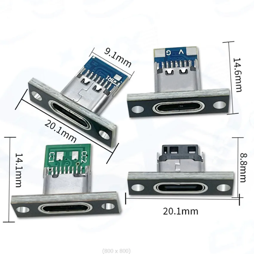 1/10pcs USB 3.1 Type C Socket With Screw fixing plate Type-C USB Jack 3.1 Type-C 2Pin 4Pin Female Connector Jack Charging Port