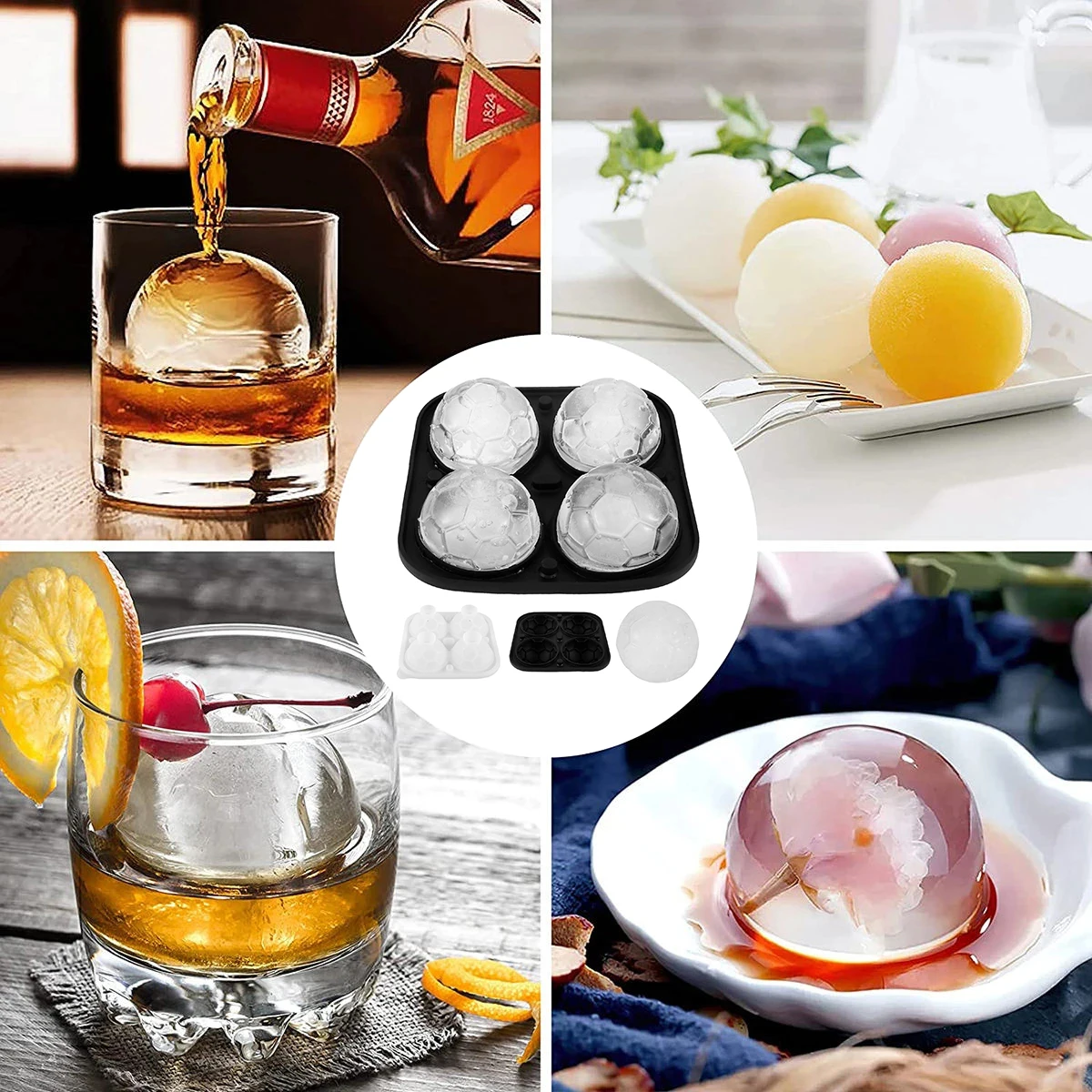  Ice Cube Trays, Football ice Cube Mold Reusable