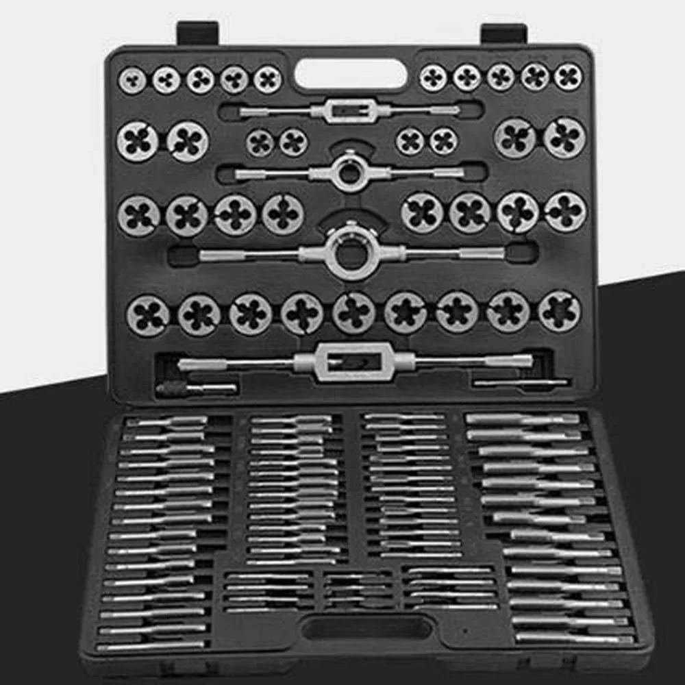 

110pc Piece Tap And Die Set, Tool Hand Wrench, Combination