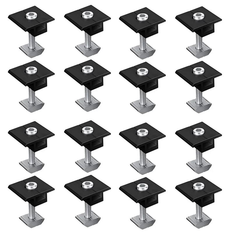 A01F-16 팩 센터 클램프 30Mm 검정색 T자형 센터 클램프 태양광 발전 조절 가능한 태양 전지 패널 센터 클램프 태양 전지 패널용