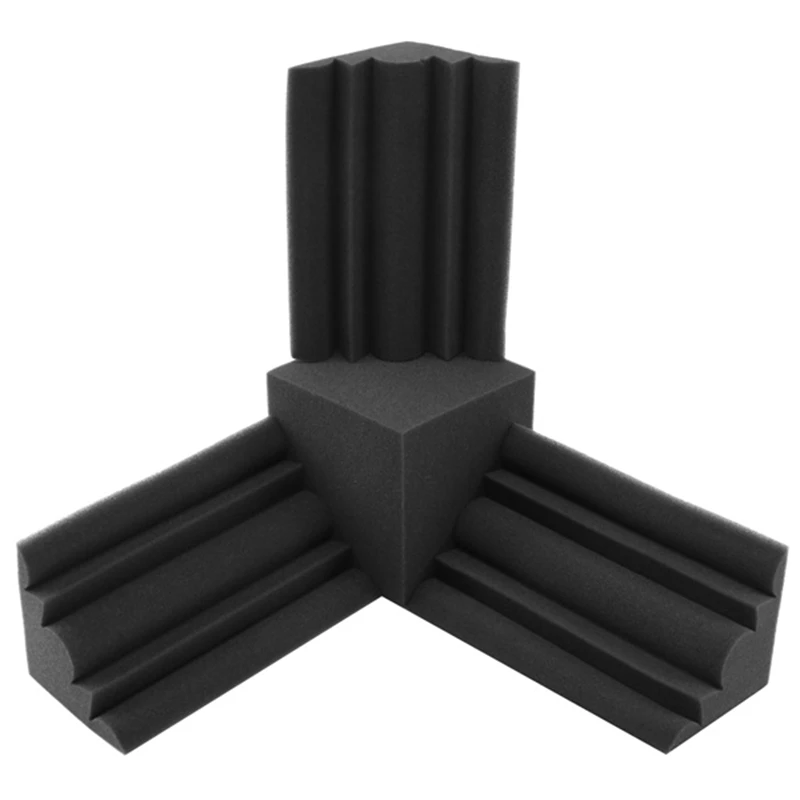 Acoustic Foam 1Pc 15X15X15cm Square Sound Insulation Foam + 3Pcs 12X12X24cm Bass Trap Wall Foam Flame Retardant 4Pcs/Set acoustic foam