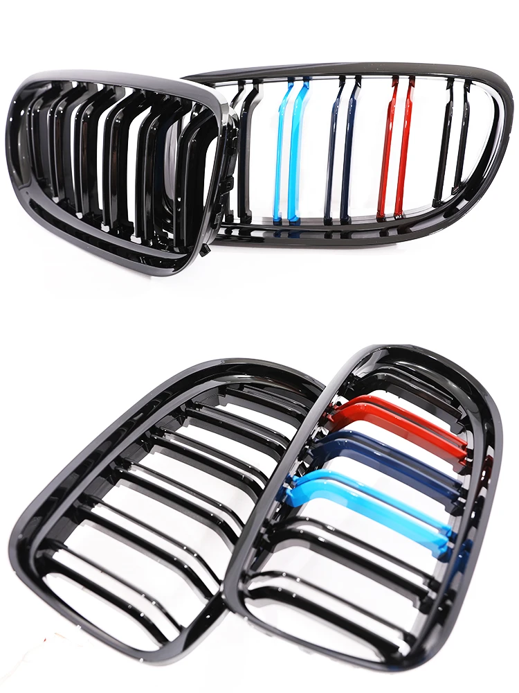 Carbon Fiber Print Grille Kidney Grill For BMW 3 Series E90 E91 LCI 2009-2012 LCI Gloss Black M Color Chrome Silver Double Slat