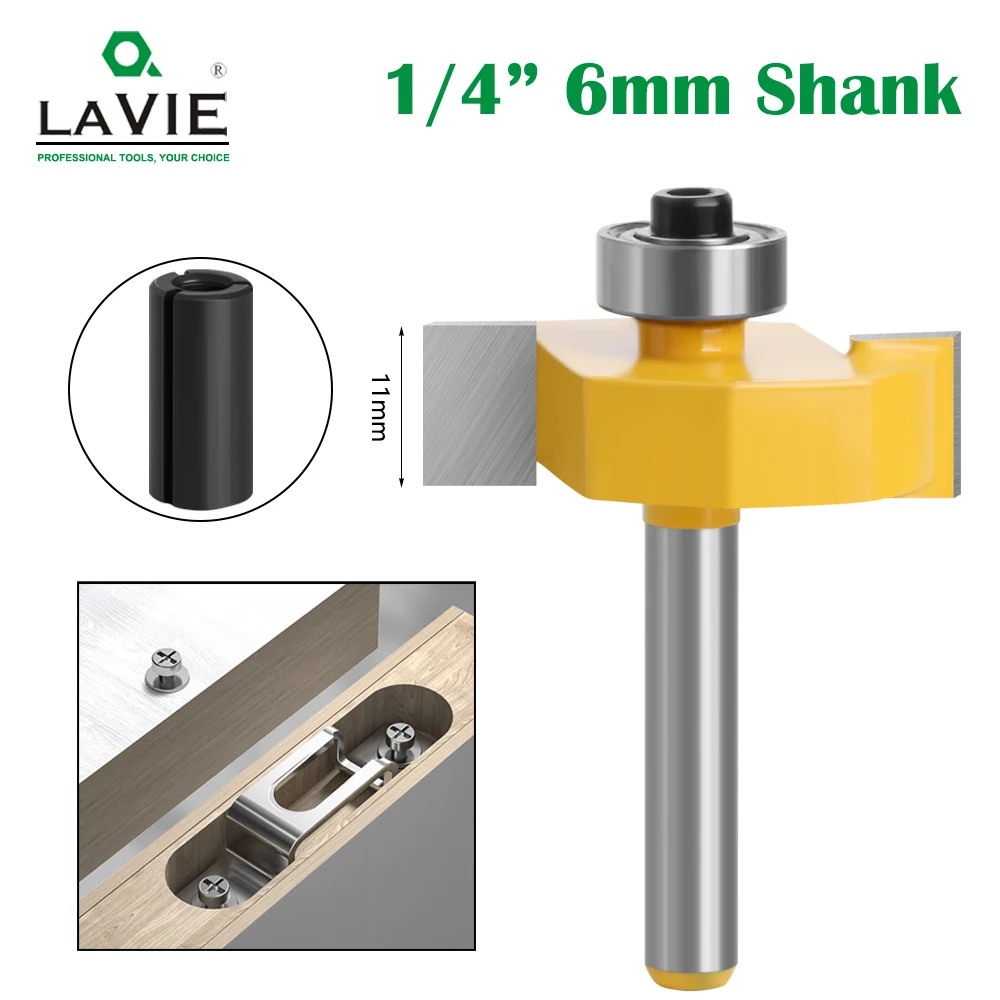 

LAVIE 6mm 1/4 Shank T Slot Router Bit Bit with Bearing Wood Slotting Milling Cutter T Type Rabbeting Woodwork Tools for Wood