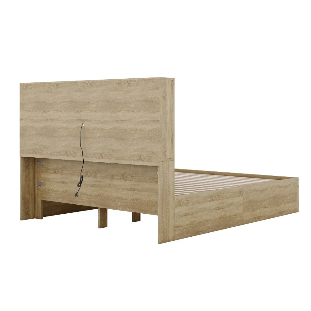Modernes Schlafzimmer-Doppelbett, Spanplatte, King-Size-Plattformbett mit zwei Schubladen am Fuß des Bettes, mit Stauraum, 160 x 200 cm – Detail 12