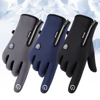 Warm Gloves for Men Women Winter Cycling Windproof Motorcyclist Waterproof Thermal Zipper Non-slip Touch Screen Velvet Gloves 1