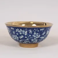 Jingdezhen Blue And White Gilded Ice Plum Patterned Small Bowl Retro Porcelain 1