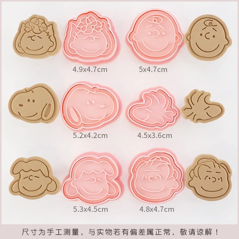 6pcs Snoopy Cookie Mold Anime 3d Three-dimensional Flip Sugar Baking Tool Party Sugarcraft Cutters Stamp Embosser Kitchen Tools