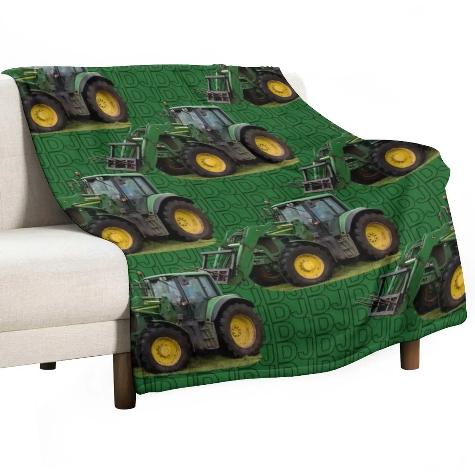 

Green tractor Throw Blanket Dorm Room Essentials Picnic Blankets