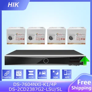 Hik 4K Acusense CCTV Kit 4CH DS-7604NXI-K1/4P 8MP ColorVu IP Camera DS-2CD2387G2-LSU/SL система видеонаблюдения