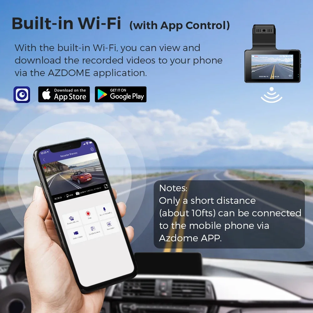 AZDOME  ķ M63 Ʈ GPS 8MP ī޶, UHD 4K   , WDR  DVR  Ʈ , 24 ð  