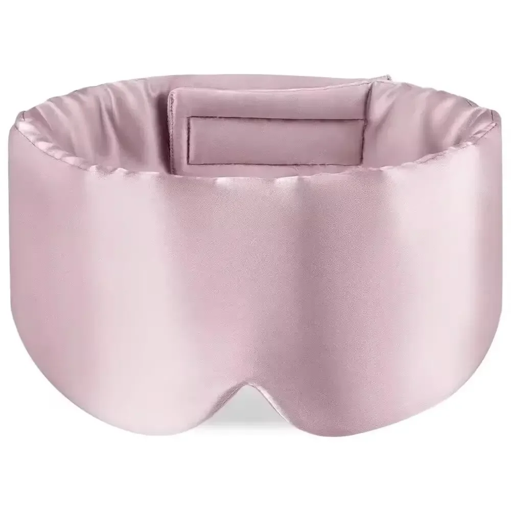 Luxurious Mulberry Silk Sleep Mask - Soft, Pressure-Free, Anti-Wrinkle with Adjustable Velcro Strap and Ear Covers