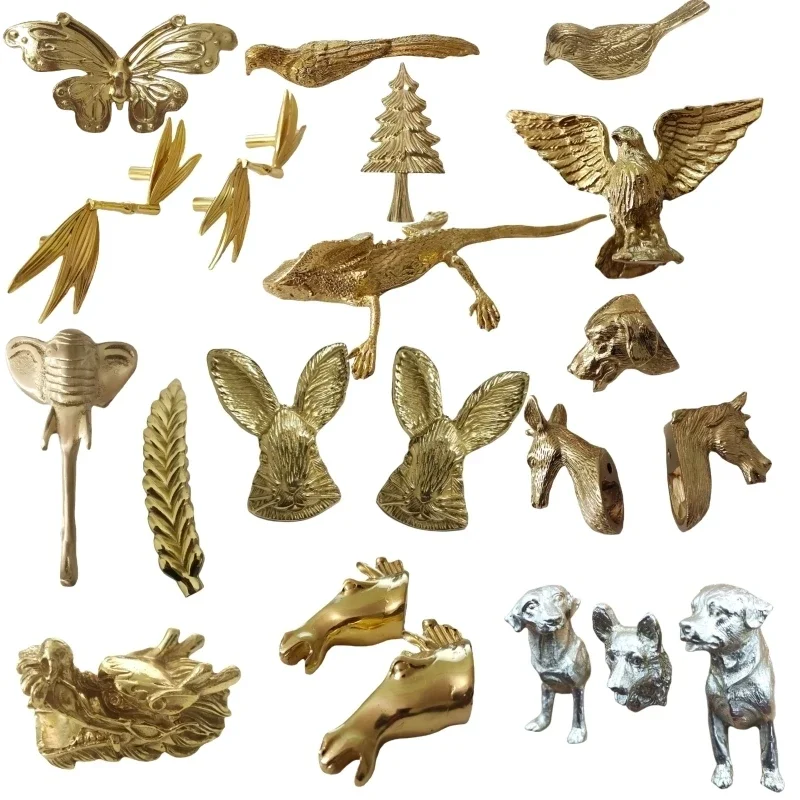 Cobre Puro Forma Animal Alça Sólida Luxo Latão Alto Grau Ouro Roupeiro Armário Gaveta Armário Puxa Alças de Móveis