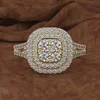 Bague en argent pur 925 plaqué or 18 carats - bijou élégant pour les fiançailles, les propositions et les soirées féminines
