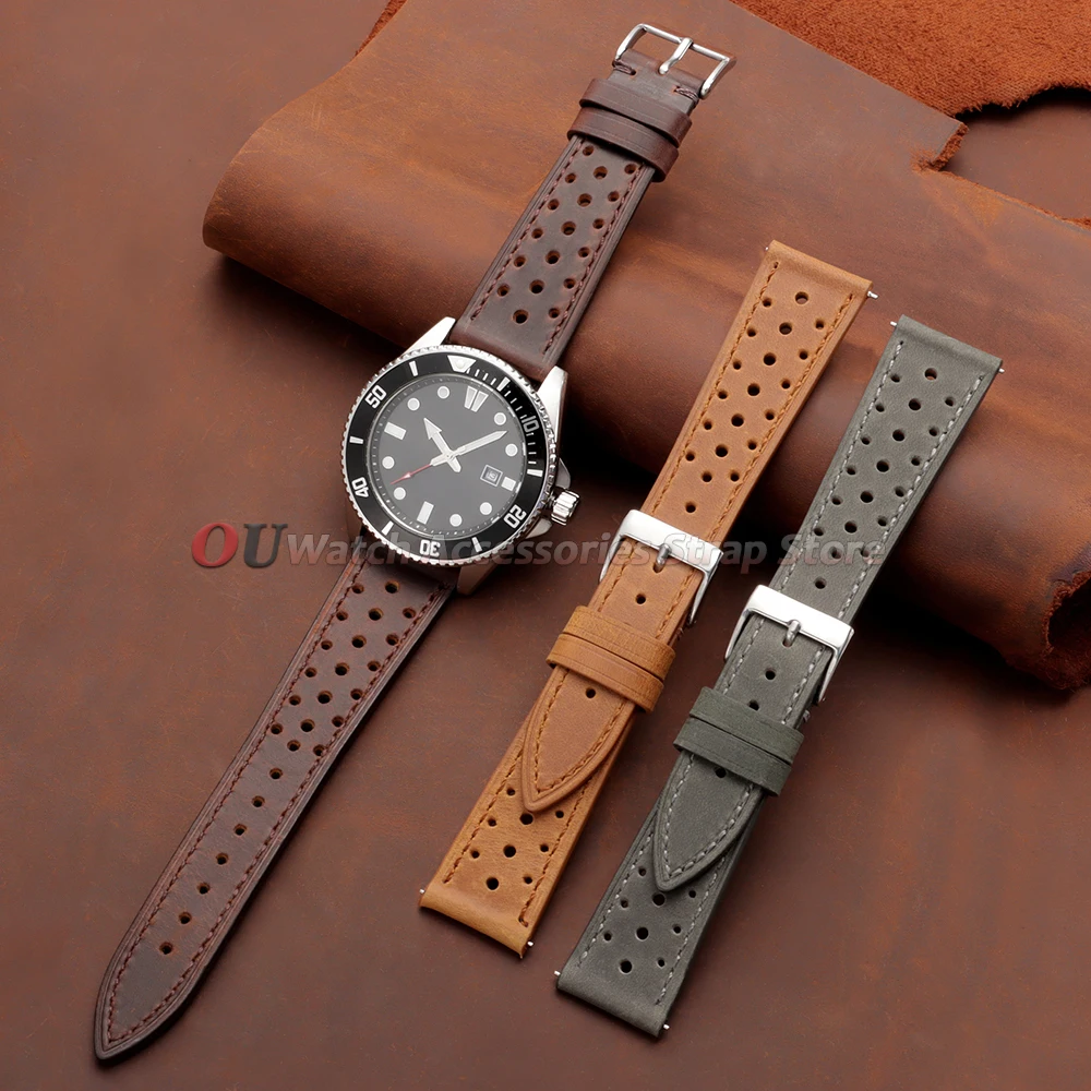 Classic Vintage Leather Wristband with Quick Release - Breathable Design, Multiple Sizes Available